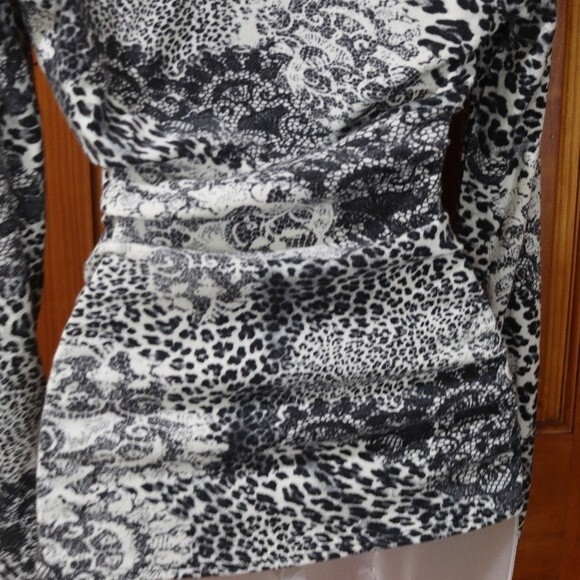 Cache Vintage Mixed Animal Print Cowl Neck Long Sleeve Top Medium - Picture 7 of 16